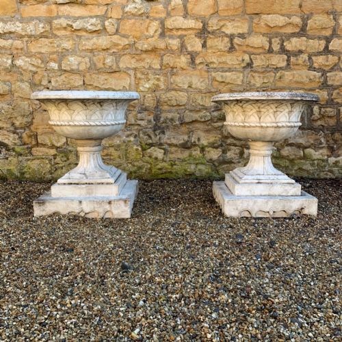 A Pair of Early 19th Century North Italian Marble Urns