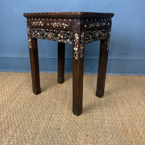 A Chinese Padouk and Mother of Pearl Inlaid Low Table Late 19th Century.
