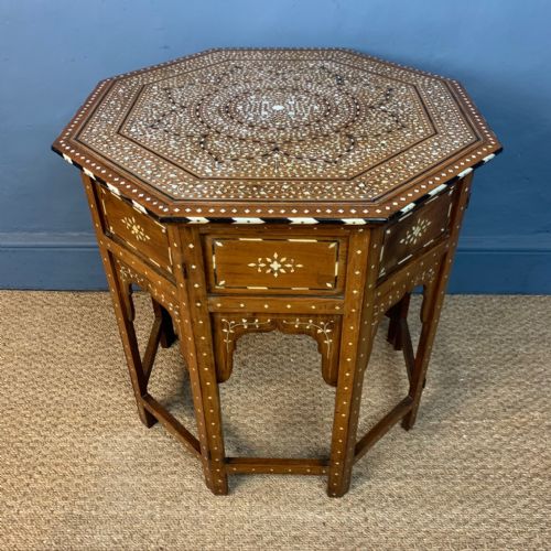 A Large and Fine Hoshiurpur Octagonal Bone Inlaid Table. Northern India Circa