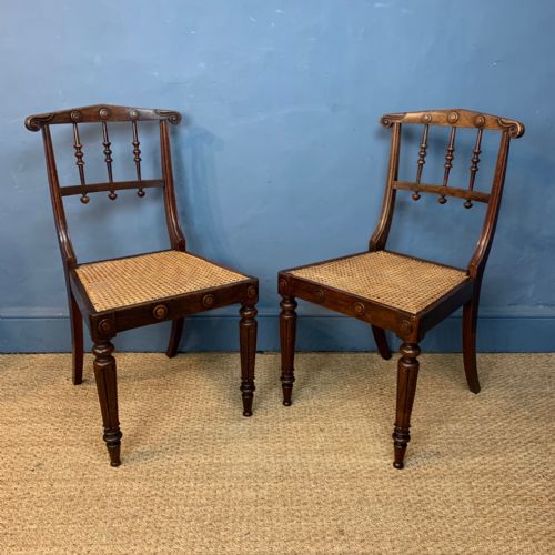 A Pair of George IV Faded Rosewood Side Chairs in the Manner of Seddon & Co