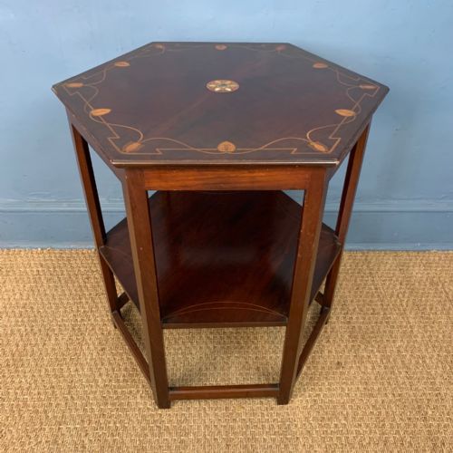 A Rare Liberty & Co Mahogany Hexagonal Two-tiered Table Circa 1890