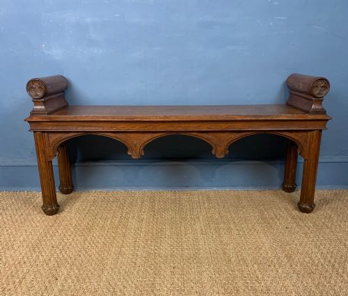 A George IV Gothic Oak Window Seat Circa 1830 in the Style of William Porden