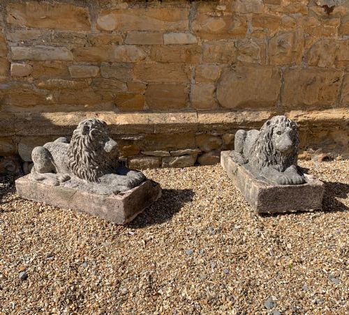 A Pair of Composite Stone Lions Circa 1930