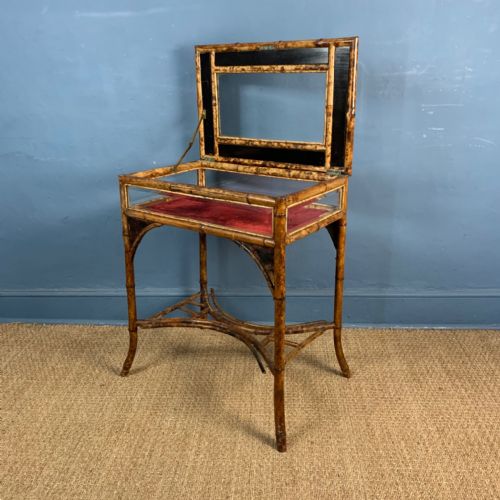 A LATE 19TH CENTURY BAMBOO AND LACQUER BIJOUTERIE TABLE C 1880 - ADDITIONAL PHOTO 3