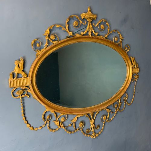 A Large Victorian Oval Giltwood Mirror Circa 1880
