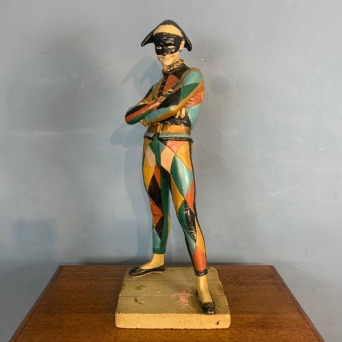 A Large Polychrome Painted Plaster Figure of a Jester by Charles René De Saint Marceaux (French 1845-1915).