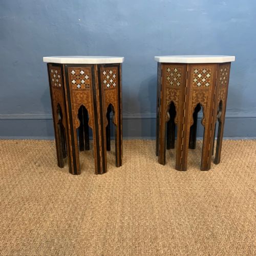 A Matched Pair of Syrian Inlaid Octagonal Tables . Damascus Circa 1900
