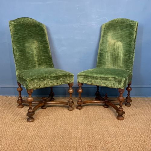 A Pair of 19th C Louis X111 Style Walnut Hall Chairs