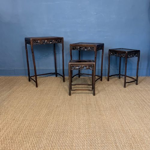 A Nest of 4 Chinese Padouk Tables Circa 1900 in Good Solid Condition