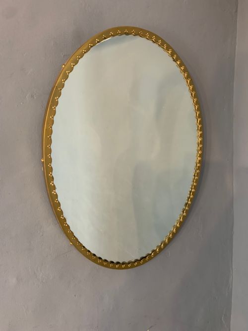 An Unusual Edwardian Brass Oval Mirror Circa 1910