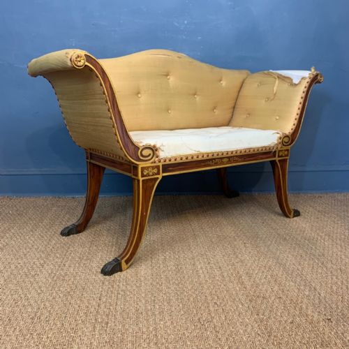 A Regency Style Faux Rosewood and Parcel Gilt Window Seat Circa 1910