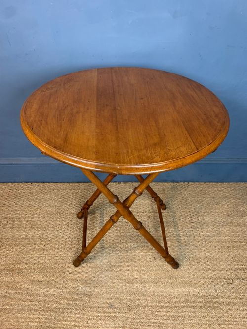 A Victorian Birchwood Circular Folding Butler's Table Circa 1890