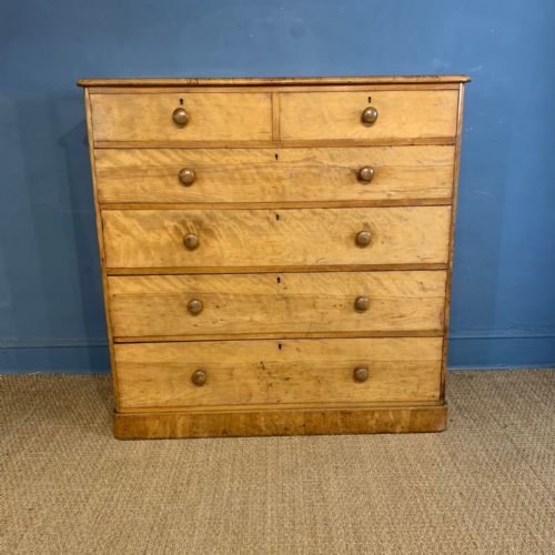 A Large and Early Heals Satinbirch Chest of Drawers Circa 1870