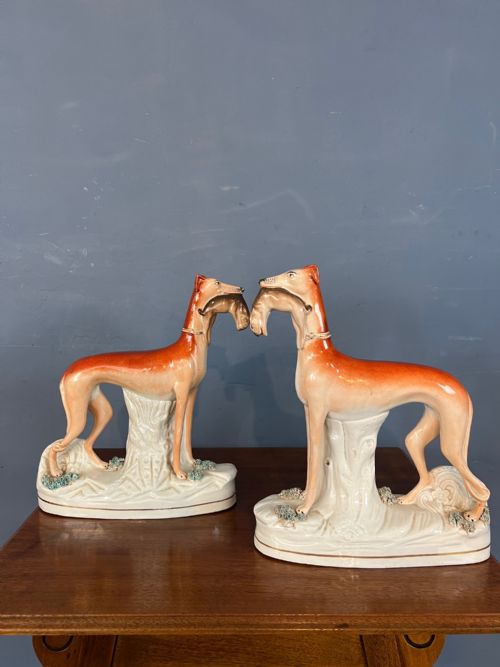 A Pair of Staffordshire Pottery Hunting Dogs Circa 1870