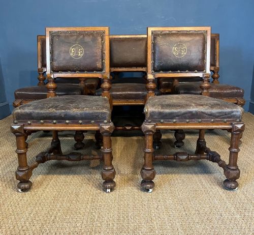 A Set of 8 Reformed Gothic Oak Dining Chairs Circa 1870