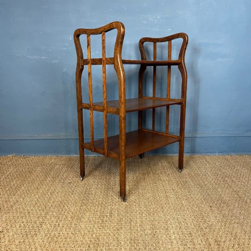 An Unusual Arts and Crafts Oak 3 Tier Table Probably Scottish Circa 1910 .
