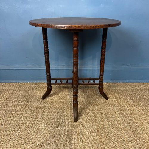An Aesthetic Movement Beech and Walnut Circular Table Circa 1890 .