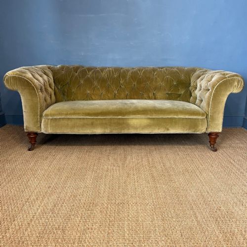 A Large Victorian Walnut Country House Chesterfield Sofa Circa 1870