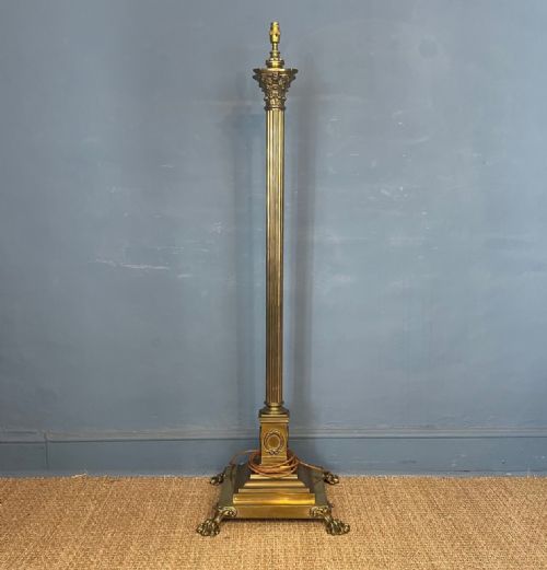 A Large Edwardian Brass Corinthian Column Standard Lamp Circa 1910