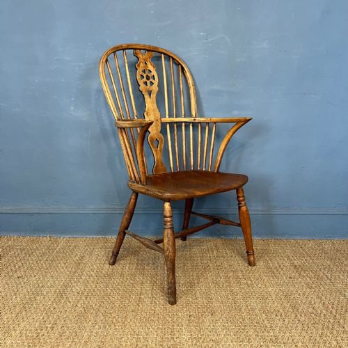 A Good Sized 19th Century Ash and Elm High Back Windsor Chair