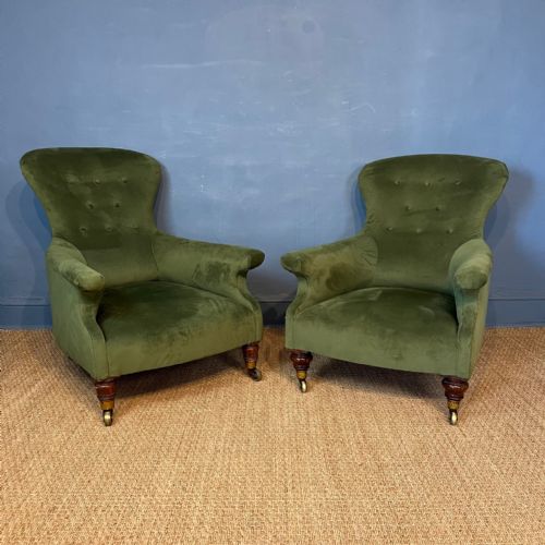 A Matched Pair of Mid 19th Century Spoon Back Library Chairs Circa 1840