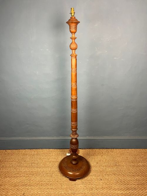 An Anglo Indian Sandalwood Standard Lamp Circa 1930