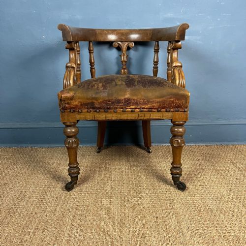 A Victorian Oak Desk Chair Circa 1860