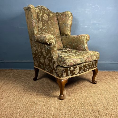 A Small Late Victorian Walnut Wing Chair Circa 1900
