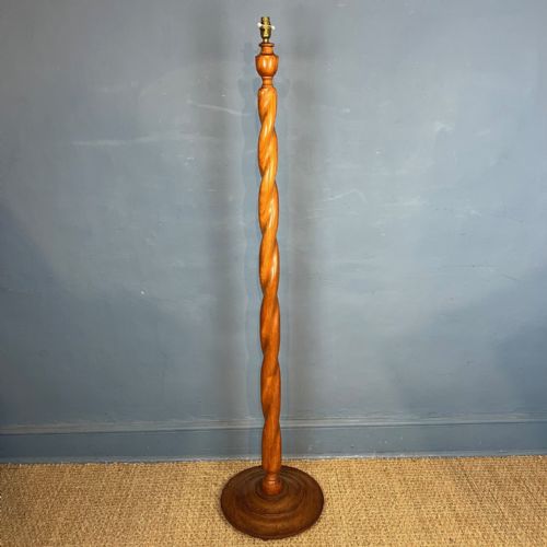 An Unusual Arts and Crafts Twist Column Walnut Standard Lamp Circa 1930