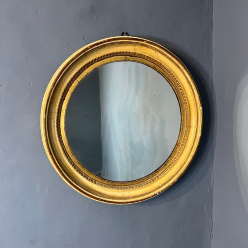 A Large Mid 19th Painted and Gilt Circular Mirror Circa 1840