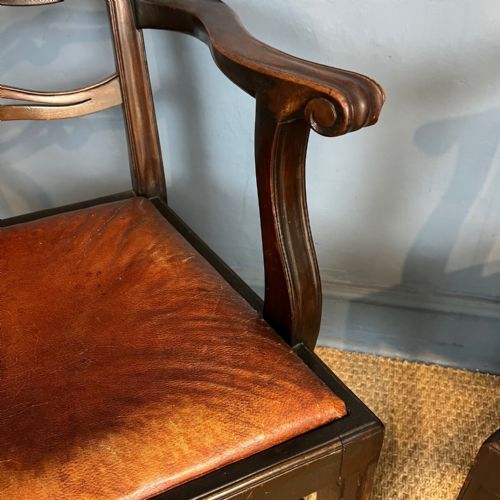 A SET OF 12 LATE 19TH C GEORGIAN DESIGN MAHOGANY LADDER BACK DINING CHAIRS - ADDITIONAL PHOTO 4