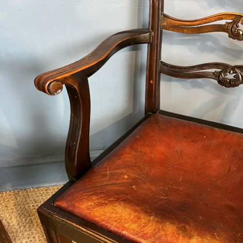 A SET OF 12 LATE 19TH C GEORGIAN DESIGN MAHOGANY LADDER BACK DINING CHAIRS - ADDITIONAL PHOTO 5