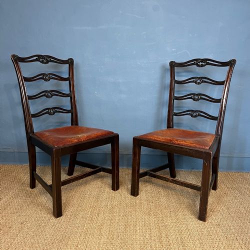 A SET OF 12 LATE 19TH C GEORGIAN DESIGN MAHOGANY LADDER BACK DINING CHAIRS - ADDITIONAL PHOTO 6