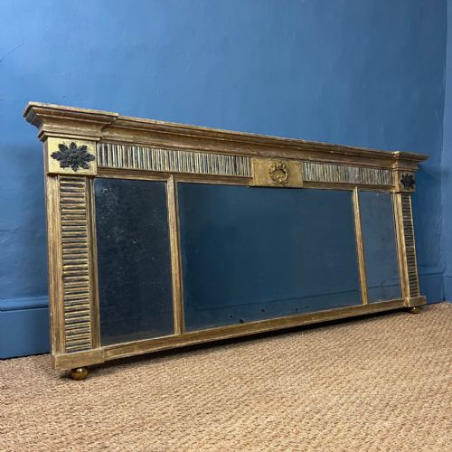 A Regency Gilt and Ebonised Triple Plate Over Mantel Mirror Circa 1820