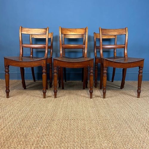 A Good Set of 6 William IV Faded Mahogany Kitchen Chairs Circa 1835