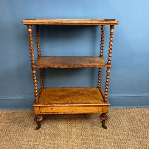 A Mid 19th Birds Eye Maple 3 Tier Stand  Circa 1850