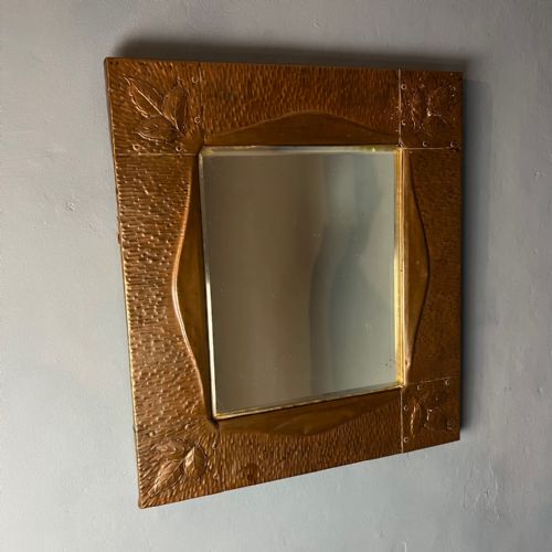 A Newlyn Pressed Copper Wall Mirror Circa 1910