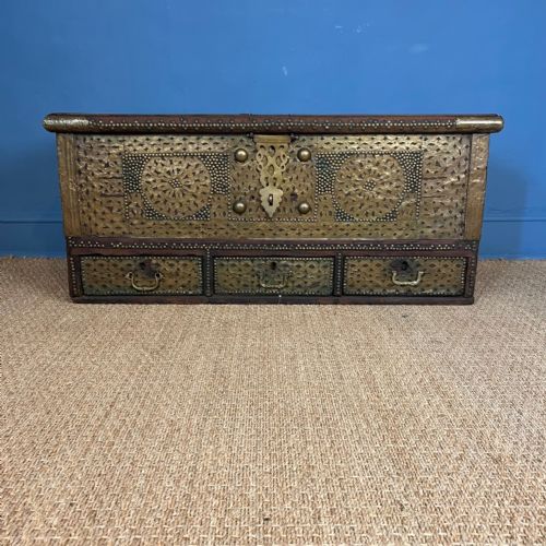 A Late 19th Zanzibar Coffer Made of Brass Studded Shisham Wood