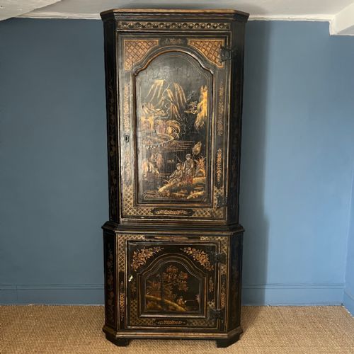 A George III Chinoiserie Lacquer Standing Corner Cupboard Circa 1760