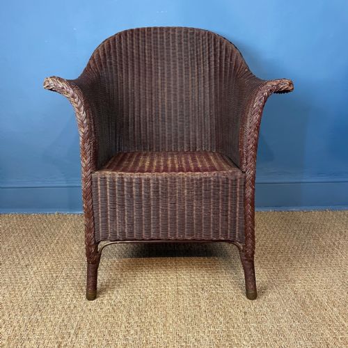 A Large 1920'S Lloyd Loom Chair in Lovely Condition with Original Aubergine Paint