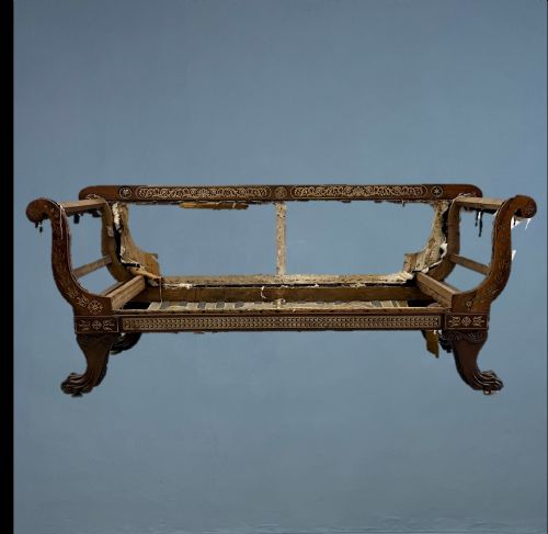 A George IV Rosewood and Brass Inlaid Sofa Frame Circa 1830