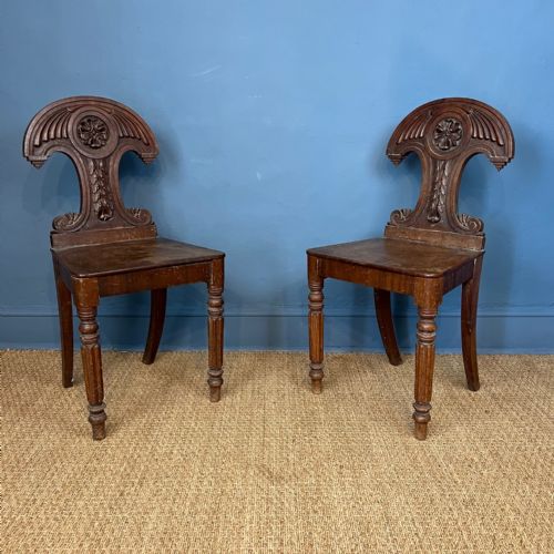 A Pair of George IV Mahogany Hall Chairs Circa 1820