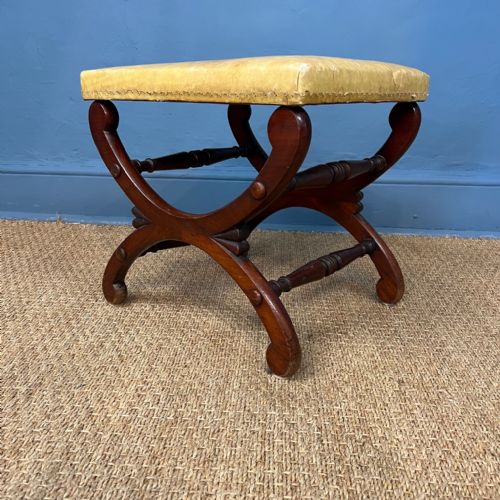 A Regency Mahogany X Frame Stool Circa 1820