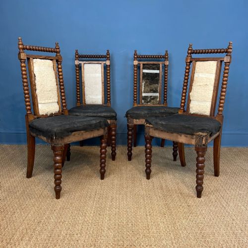 A Set of 4 19th C Oak Bobbin Chairs Circa 1870