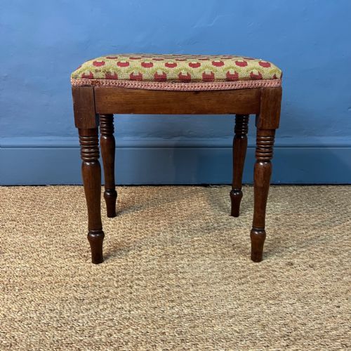 A Small George IV Mahogany Stool on Turned Legs Circa 1830