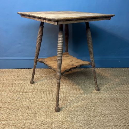 A Large Aesthetic Movement Bleached Oak 2 Tier Table Circa.1890
