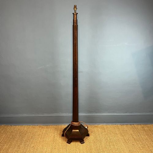 A Heals Oak Hexagonal Standard Lamp Circa 1920