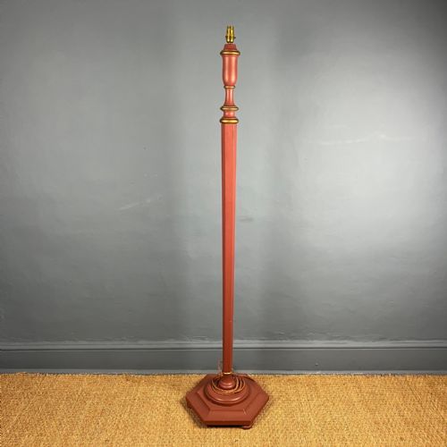 A Heals Terracotta Ground Painted Hexagonal  Standard Lamp Circa 1930.
