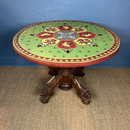 An Unusual Mid 19th C Carved Oak Welsh Circular Table Circa 1870