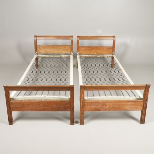 A Pair of Heals Children's Limed Oak Single Beds Circa 1930